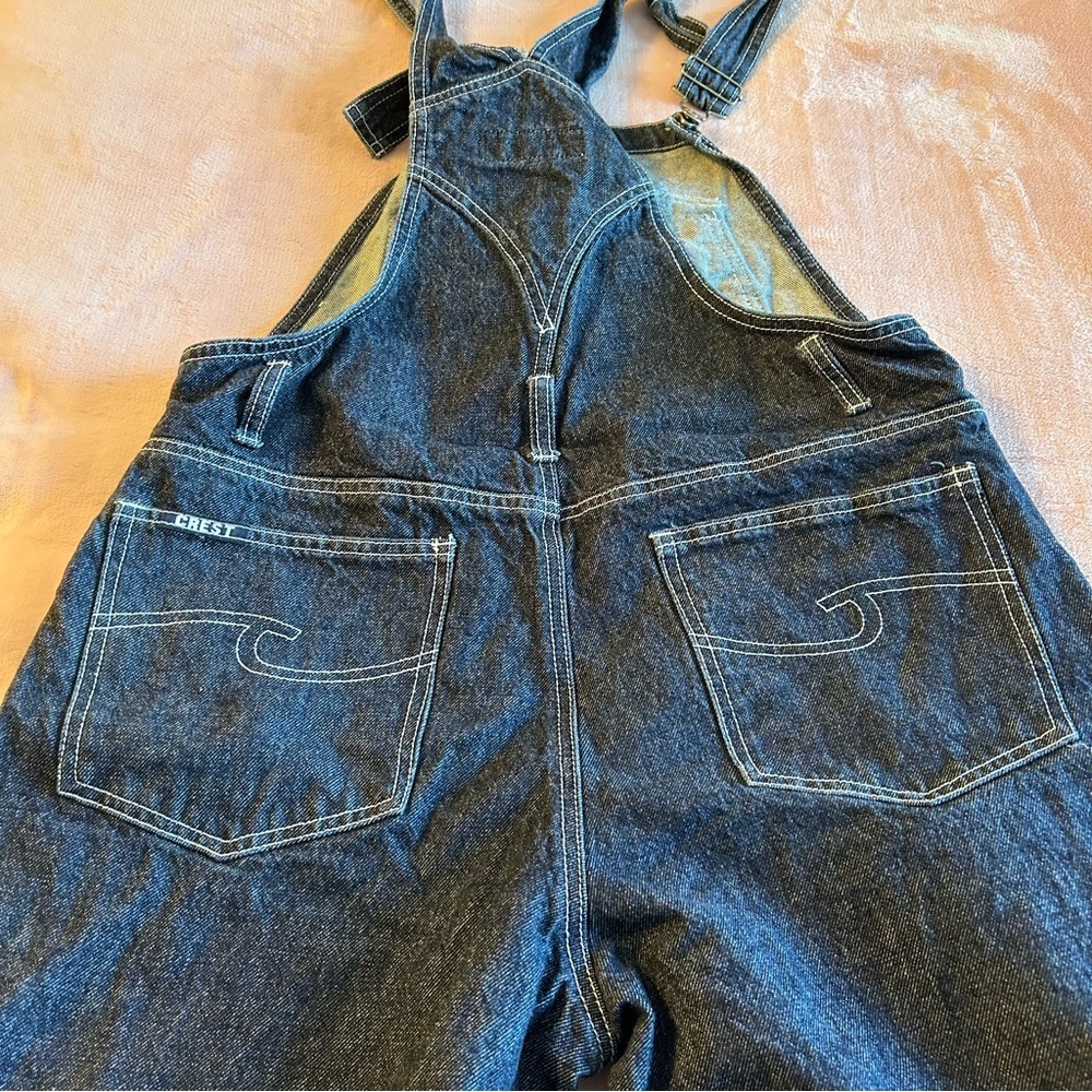 Crest Jeans vintage Y2K overalls with tribal design on legs size L rare - Picture 5 of 11
